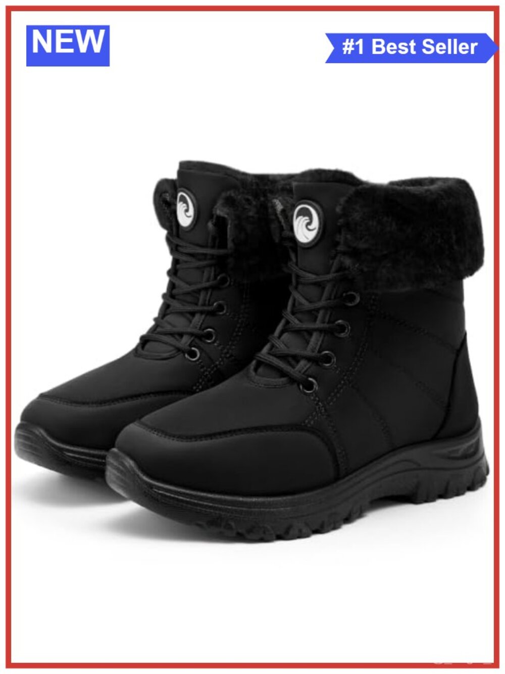 Waterproof Faux Fur Lined Winter Snow Boots Ankle Lace Up Outdoor
